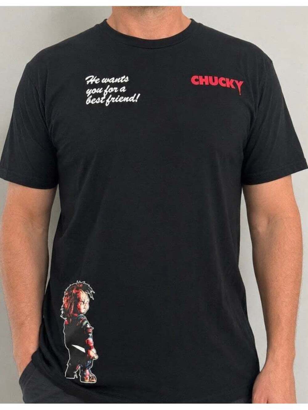 Chucky He Wants You For a Best Friend!Graphic T-shirt  Black Size XL Horror Mo